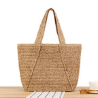Bolso tote amplio de material natural artesanal