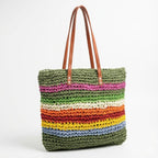 Bolso tote artesanal de materiales sostenibles con rayas de colores