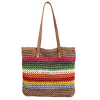 Bolso tote artesanal de materiales sostenibles con rayas de colores