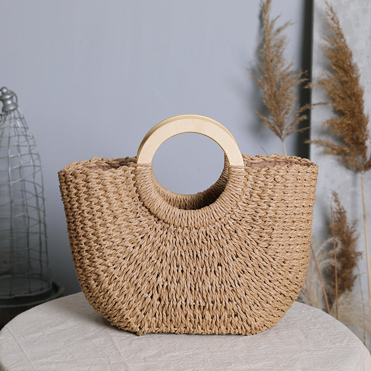 Bolso tote artesanal de rafia natural