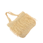 Bolso tote de rafia artesanal con flecos