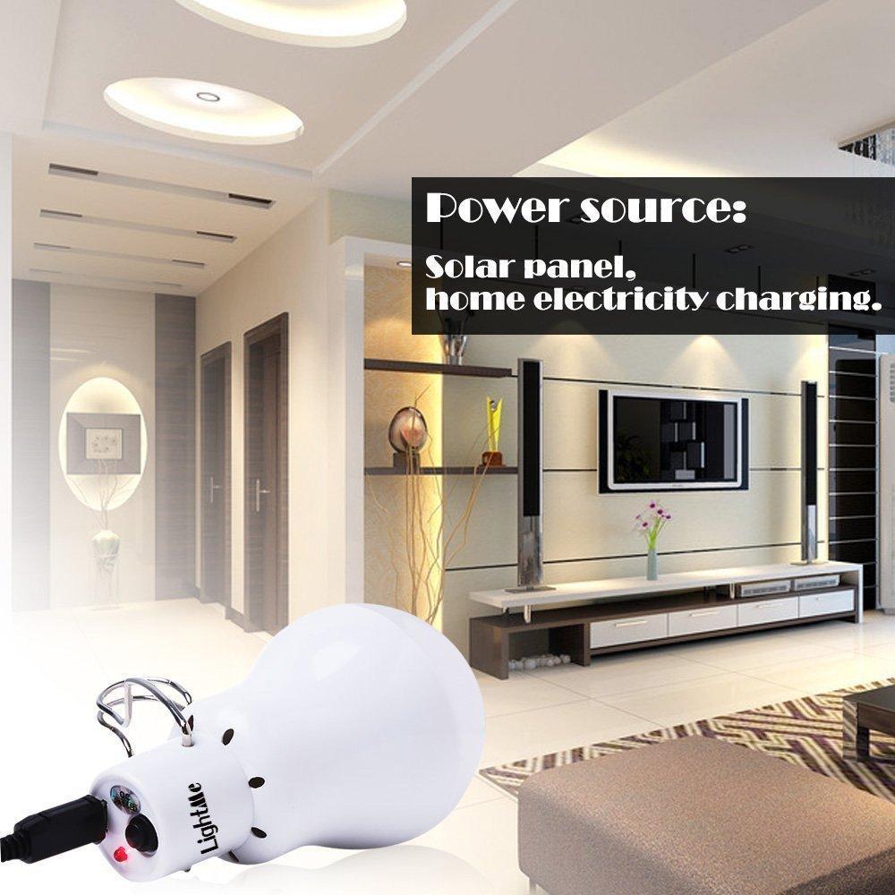 Bombilla LED con panel solar recargable para interior y exterior