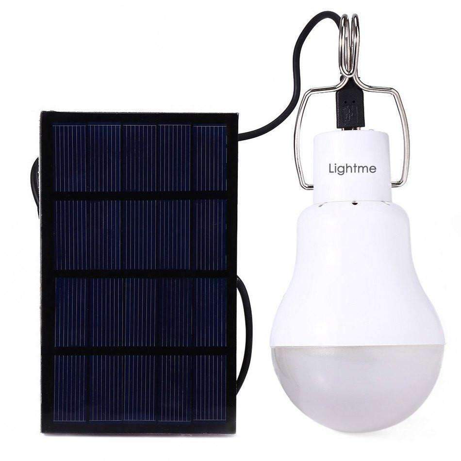 Bombilla LED con panel solar recargable para interior y exterior