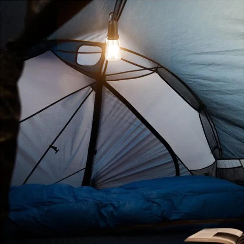 Bombilla LED recargable retro para camping con carga USB-C