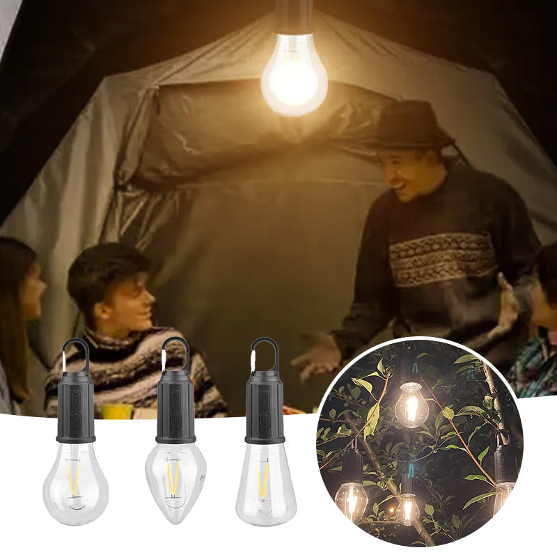 Bombilla LED recargable retro para camping con carga USB-C