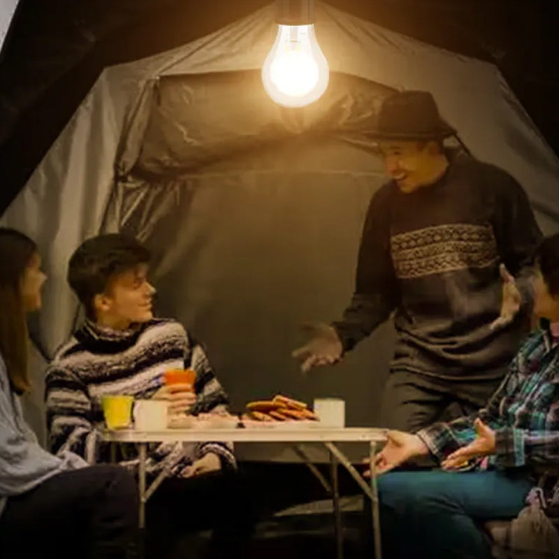 Bombilla LED recargable retro con gancho para camping y exterior