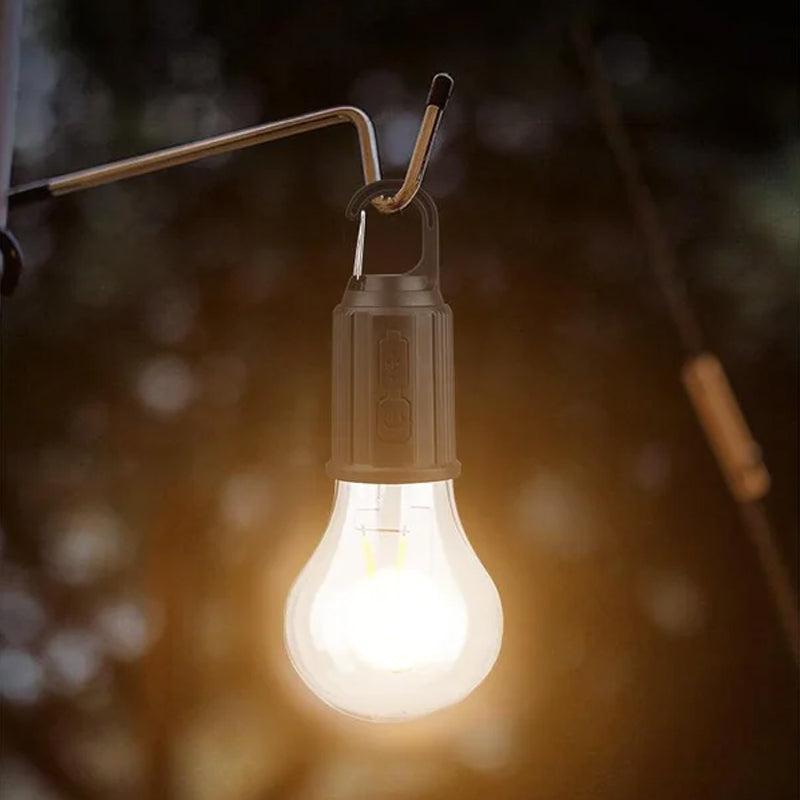 Bombilla LED recargable retro con gancho para camping y exterior