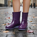 Botas de agua cortas para mujer, botas de lluvia impermeables hasta media pantorrilla con suela antideslizante, botas de