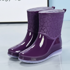 Botas de agua cortas para mujer, botas de lluvia impermeables hasta media pantorrilla con suela antideslizante, botas de
