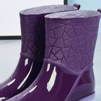 Botas de agua cortas para mujer, botas de lluvia impermeables hasta media pantorrilla con suela antideslizante, botas de