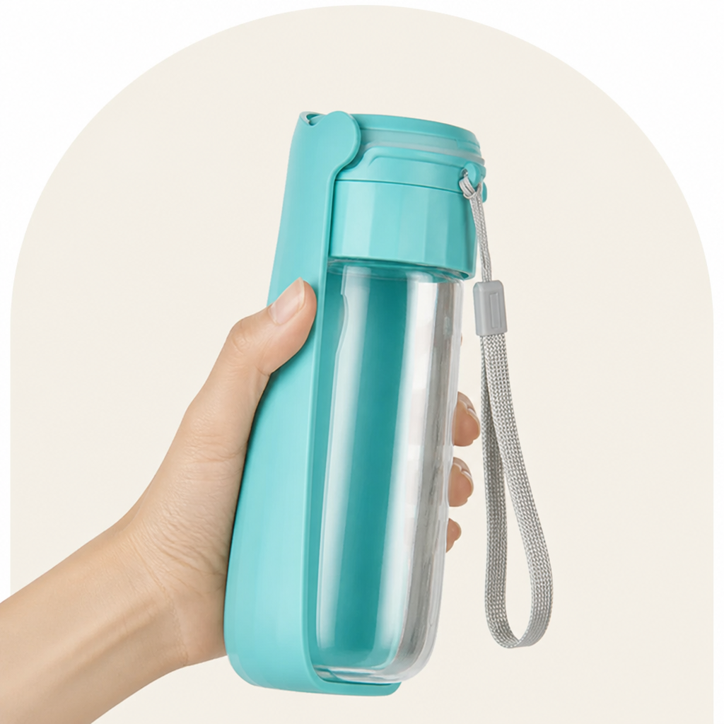 Botella de agua plegable y antifugas para mascotas (550 ml)