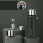 Botella térmica de acero inoxidable con filtro para té y boca ancha