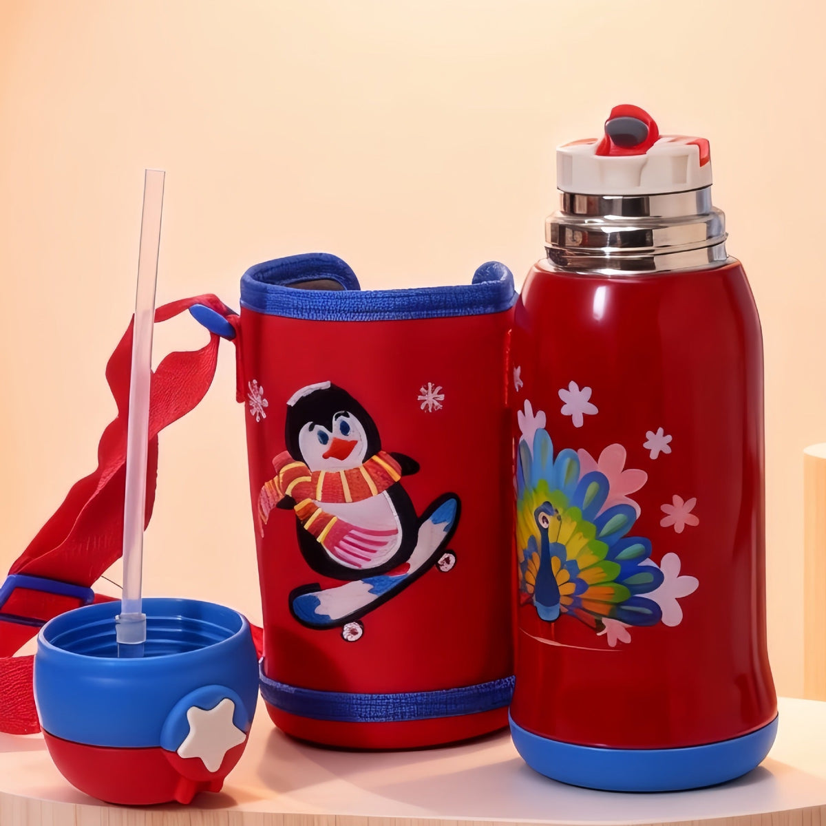 Botella térmica con diseño de animales de colores para mujer