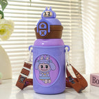 Botella térmica con diseño de conejo y correa de transporte
