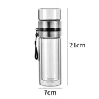 Botella térmica con filtro para té – Cristal y madera – Doble pared – 500 ml – ClearTherm