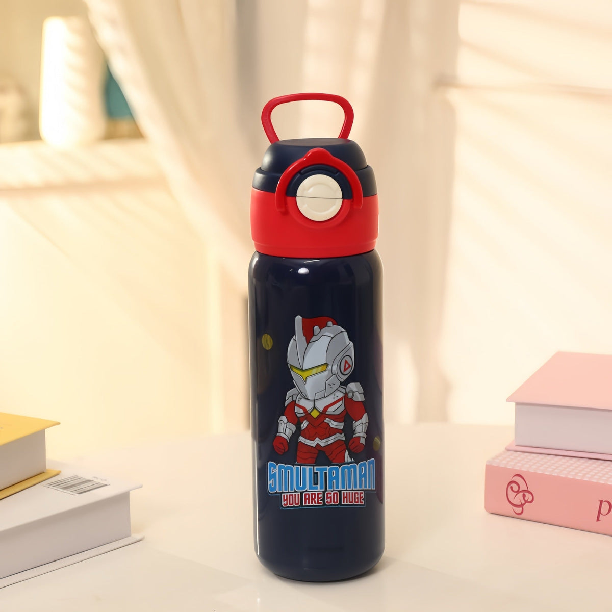 Botella térmica para mujer con diseño de superheroína