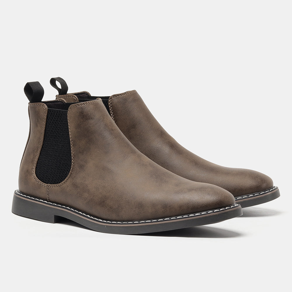 Botines Chelsea de hombre con paneles elásticos laterales y tirador trasero, suela con costuras contrastadas, 3 colores 