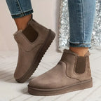 Botines forrados de pelo sintético para mujer, ante sintético con elásticos laterales y suela gruesa, 5 colores, 9 talla