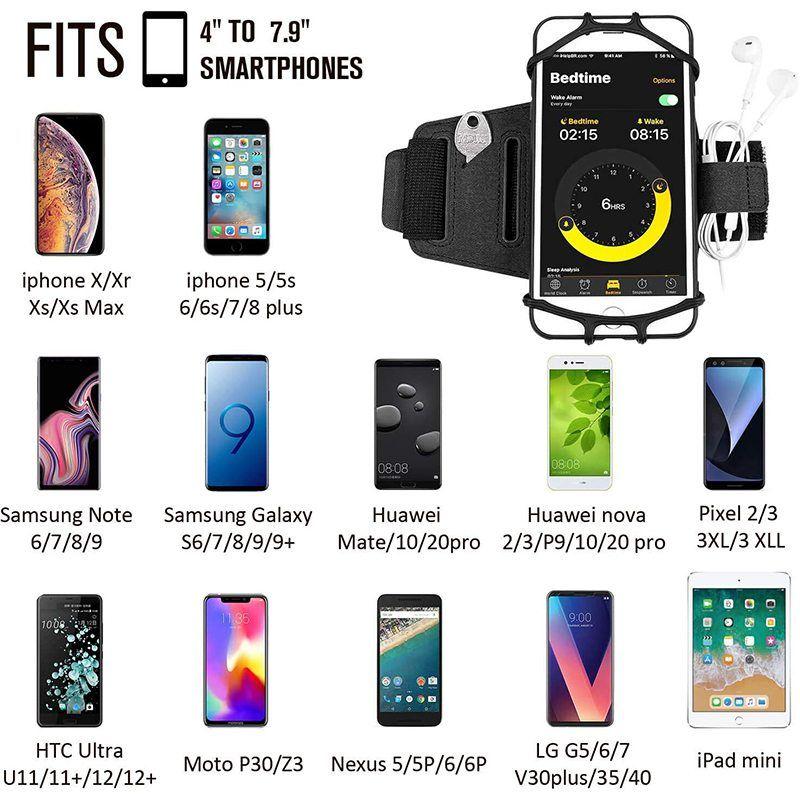 Brazalete deportivo para móvil | Giratorio 180°, ajustable para varios tamaños de brazo | Antideslizante, para smartphon