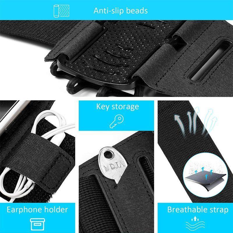 Brazalete deportivo para móvil | Giratorio 180°, ajustable para varios tamaños de brazo | Antideslizante, para smartphon