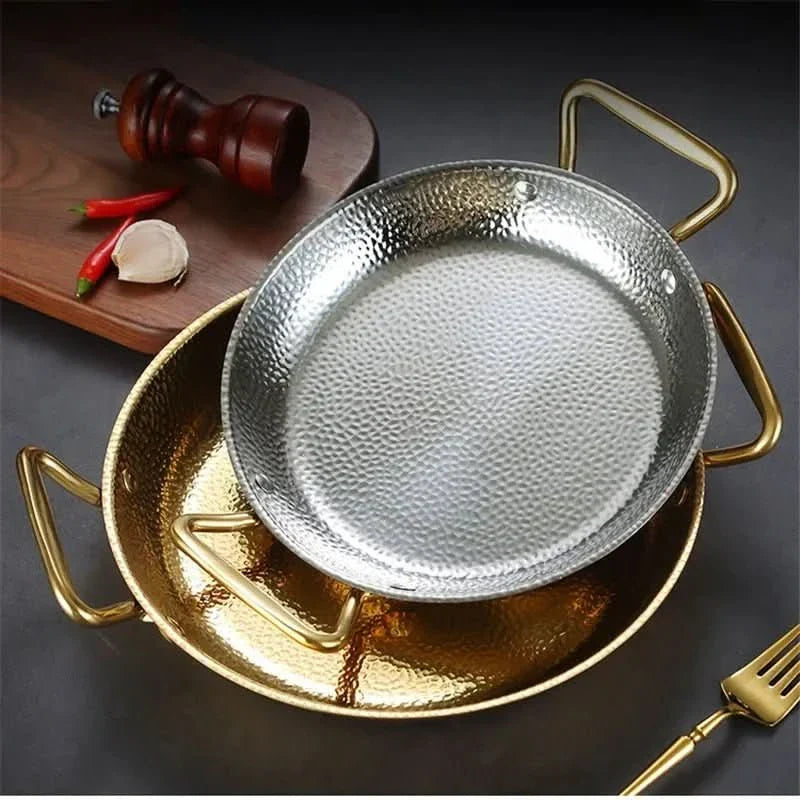 Cacerola de acero inoxidable martillado para guisos, salsas y cocina versátil