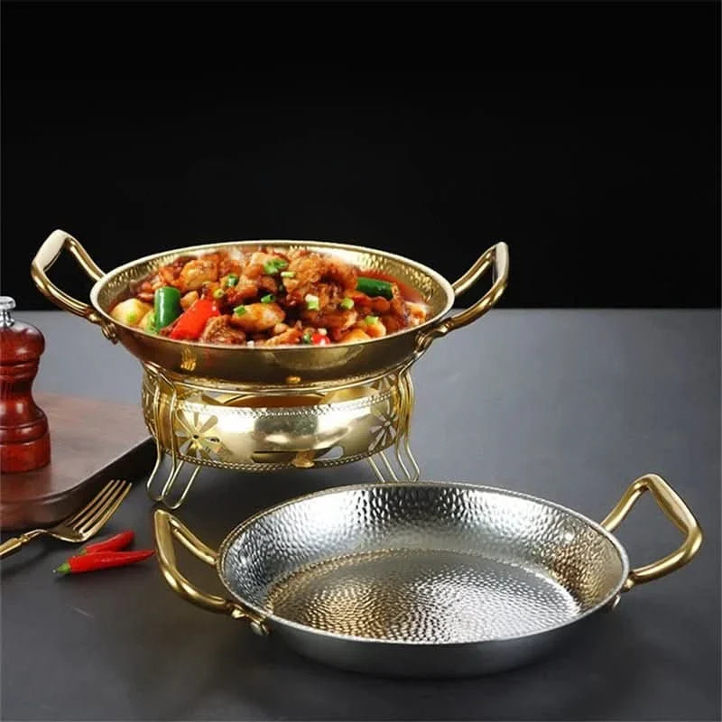 Cacerola de acero inoxidable martillado para guisos, salsas y cocina versátil