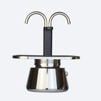 Cafetera italiana de acero inoxidable con diseño moderno