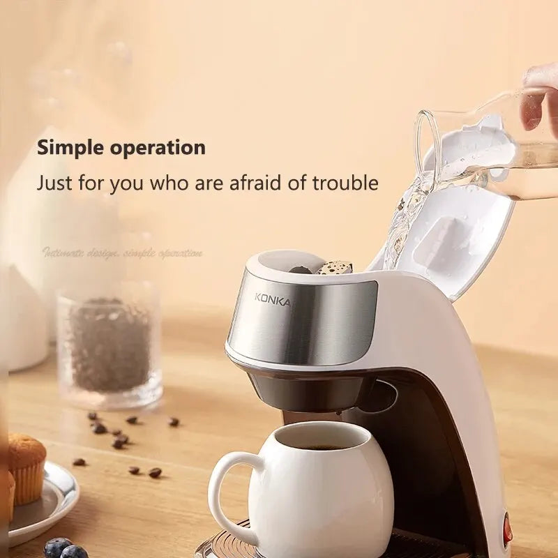Cafetera KONKA 2 en 1 para té y café en polvo, calentamiento rápido, 300 ml