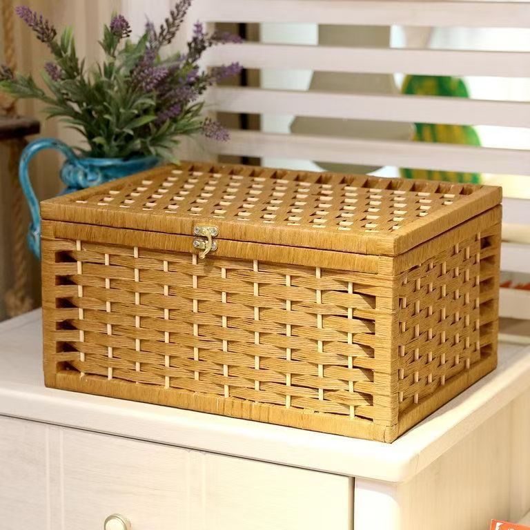 Caja de almacenamiento de ratán