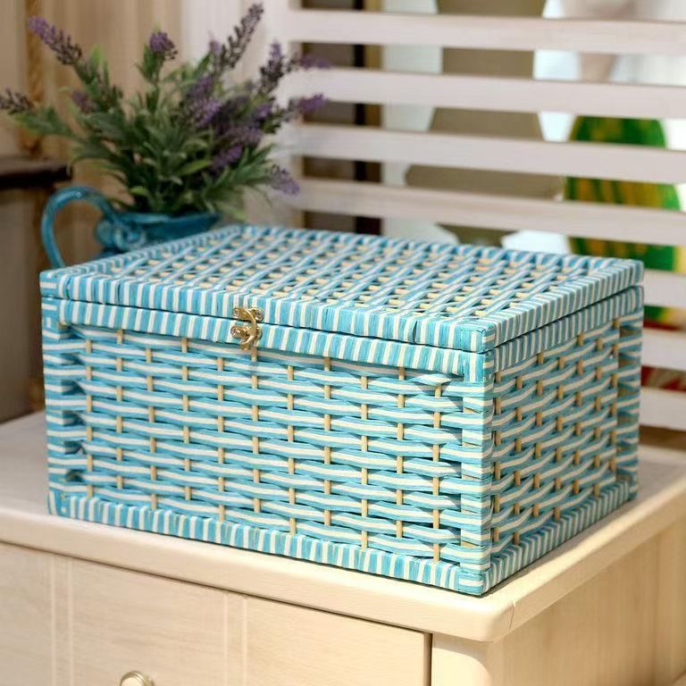 Caja de almacenamiento de ratán