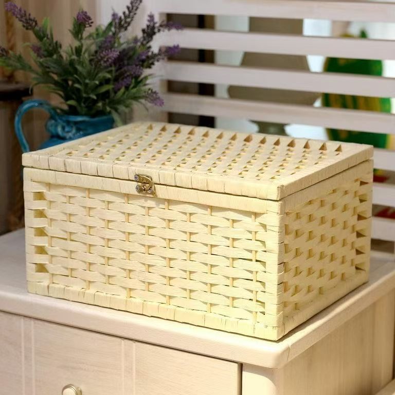 Caja de almacenamiento de ratán