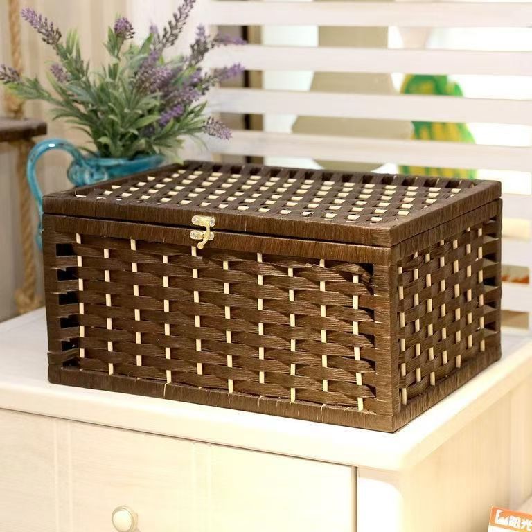 Caja de almacenamiento de ratán