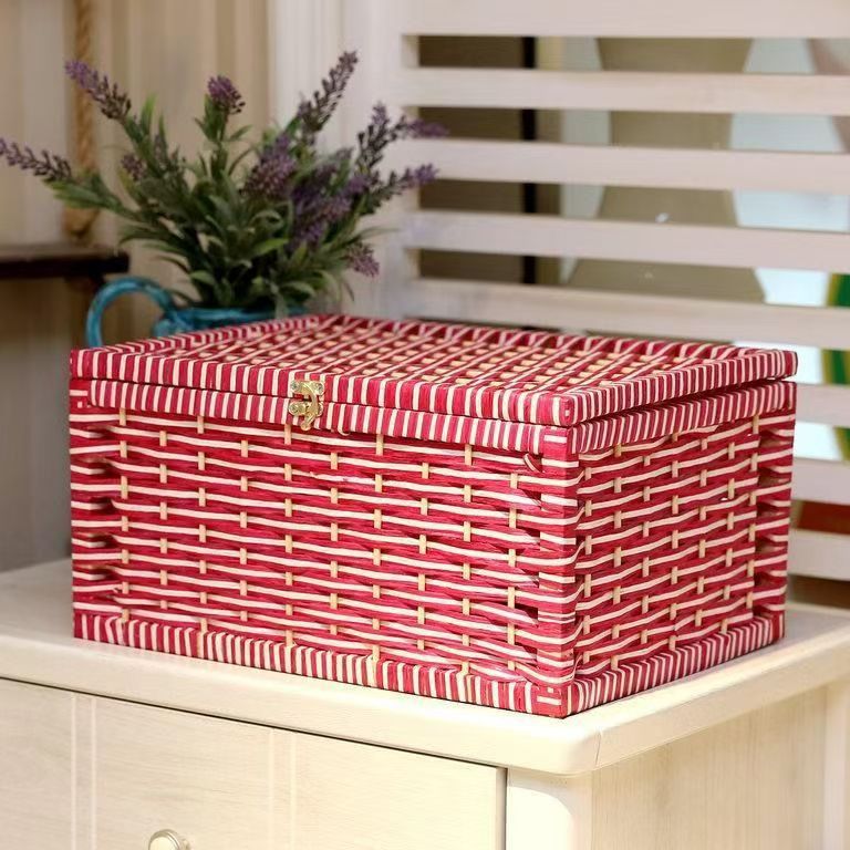 Caja de almacenamiento de ratán