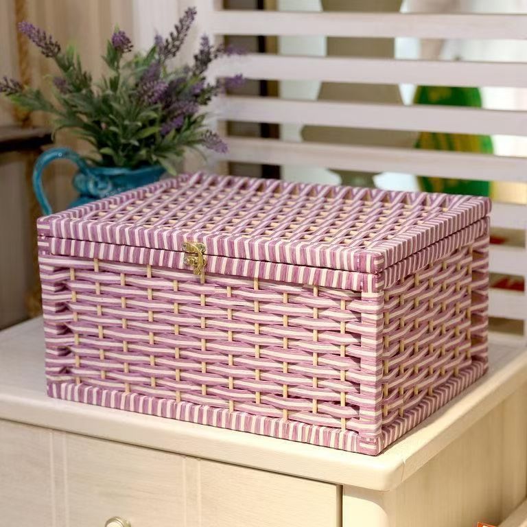 Caja de almacenamiento de ratán