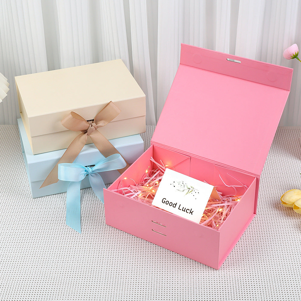 Caja de regalo magnética premium con luces LED y tarjeta de felicitación