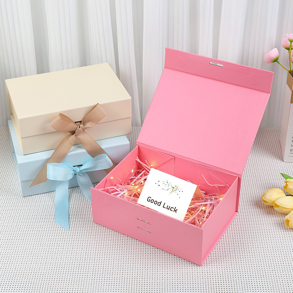 Caja de regalo magnética premium con luces LED y tarjeta de felicitación