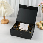 Caja de regalo magnética premium con luces LED y tarjeta de felicitación
