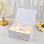 Caja de regalo magnética premium con luces LED y tarjeta de felicitación