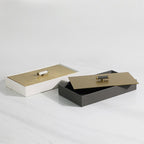 Caja decorativa elegante con tapa dorada
