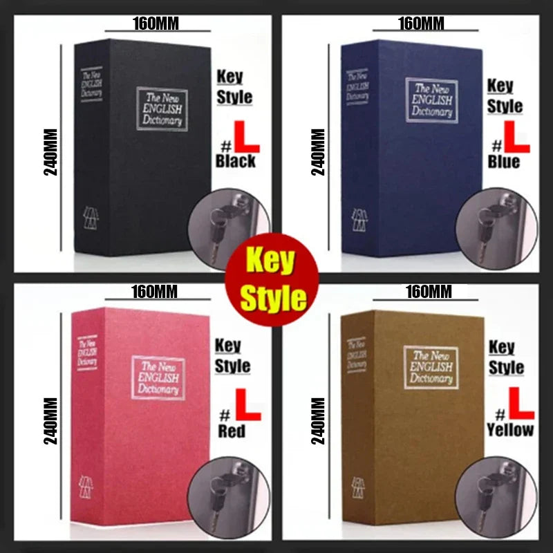 Caja fuerte camuflada en libro con cerradura de llave