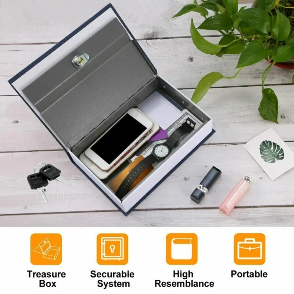 Caja fuerte camuflada en libro con cerradura de llave