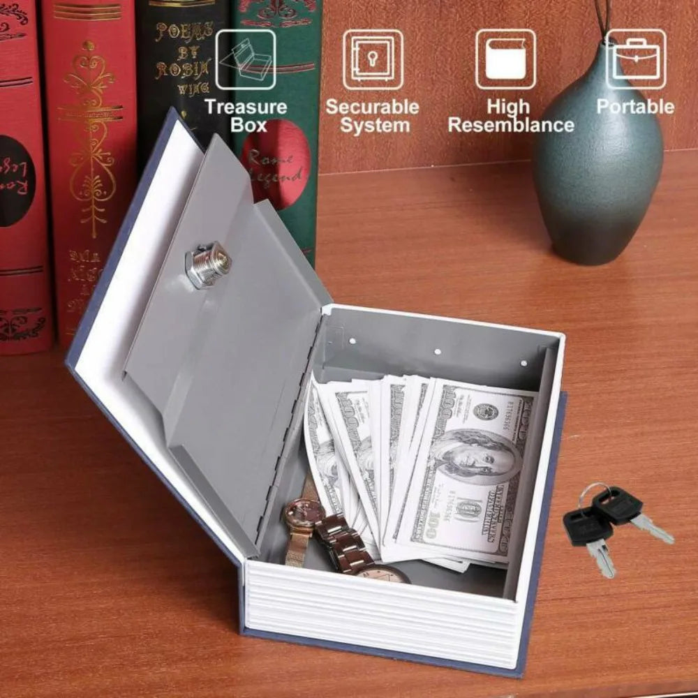 Caja fuerte camuflada en libro con cerradura de llave