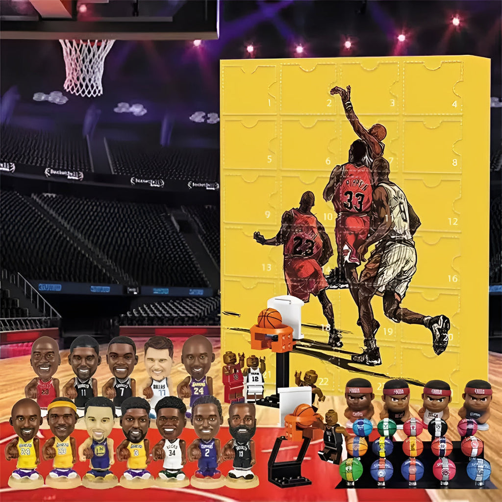 Caja de regalo calendario de adviento de baloncesto | Figuras coleccionables y detalles de aficionado detrás de cada pue