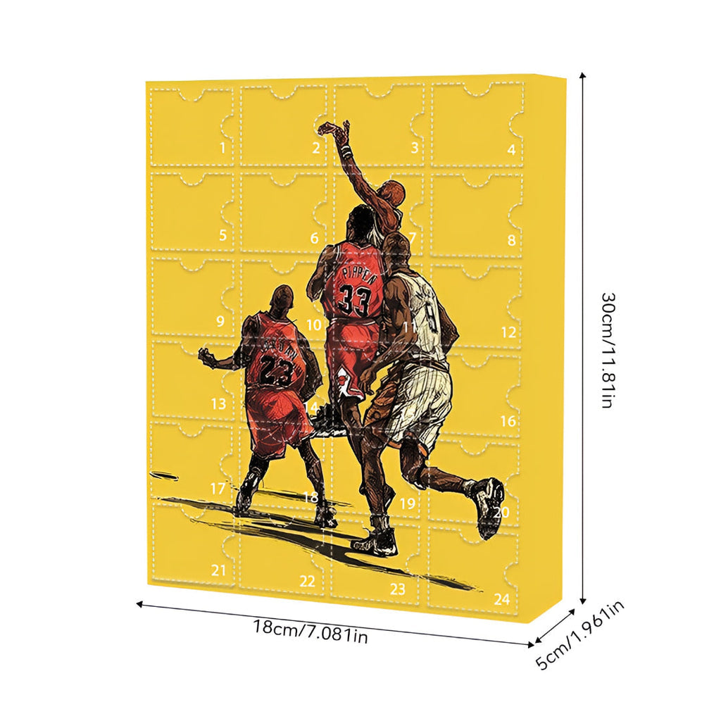 Caja de regalo calendario de adviento de baloncesto | Figuras coleccionables y detalles de aficionado detrás de cada pue