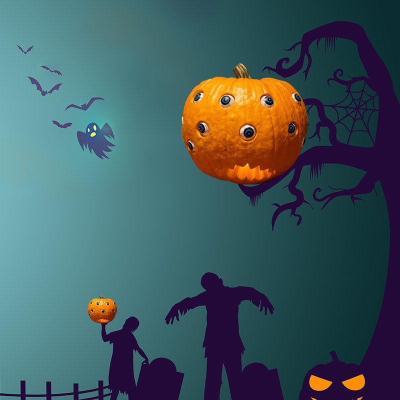 Calabaza de Halloween con ojos móviles