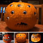 Calabaza de Halloween con ojos móviles