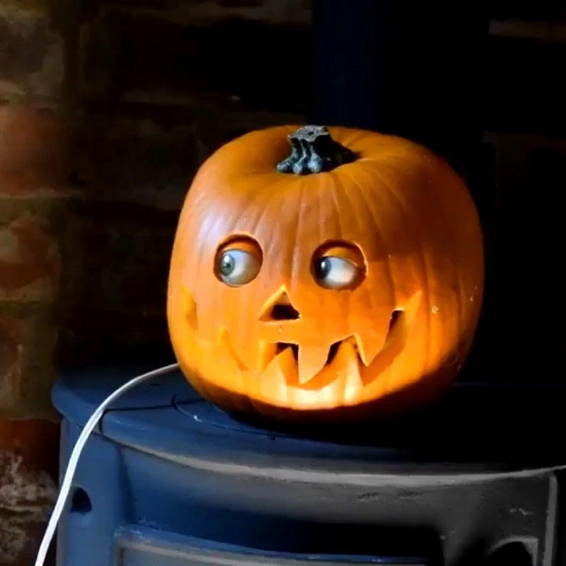 Calabaza de Halloween con ojos móviles