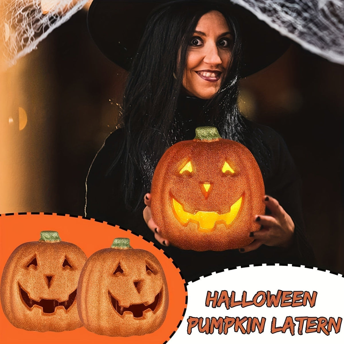 Calabaza luminosa de Halloween con luz LED a pilas