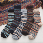 Calcetines térmicos en mezcla de lana con patrón nórdico, set de invierno de 5 pares, talla EU 36-39, 6 diseños