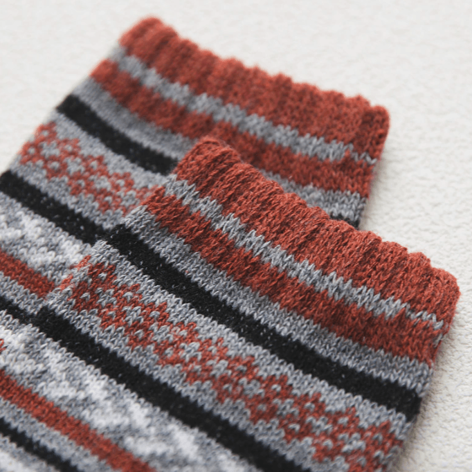 Calcetines térmicos en mezcla de lana con patrón nórdico, set de invierno de 5 pares, talla EU 36-39, 6 diseños